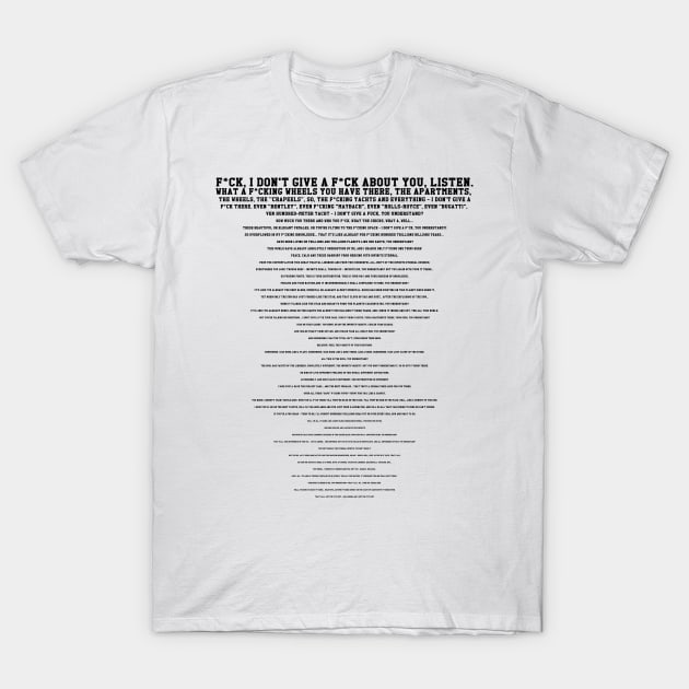 Monologue walking to the river guy - black print T-Shirt by OscarLincoln